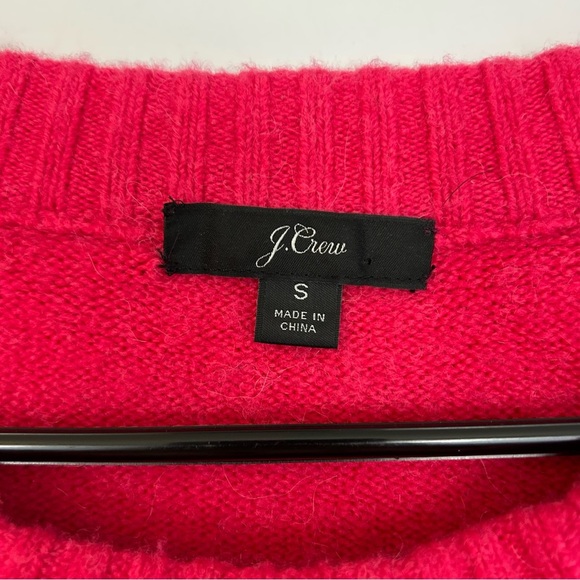J. Crew Bright Pink Wool/Alpaca Blend Pullover Crewneck Sweater Size Small - Picture 5 of 9